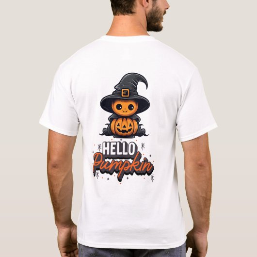 Hallo Pompoen Schattigee Halloween pompoen heks T-shirt (Achterkant)