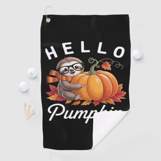 Hallo Pompoen - Schattigee Herfst Luiaard Herfstbl Golfhanddoek (Insitu)