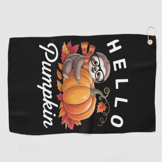 Hallo Pompoen - Schattigee Herfst Luiaard Herfstbl Golfhanddoek (Horizontaal)
