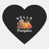 Hallo Pompoen - Schattigee Herfst Luiaard Herfstbl Hart Sticker (Voorkant)