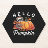 Hallo Pompoen - Schattigee Herfst Luiaard Herfstbl Kartonnen Onderzetters (Voorkant)