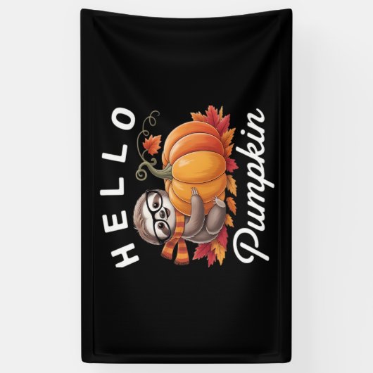 Hallo Pompoen - Schattigee Herfst Luiaard Herfstbl Spandoek (Verticaal)