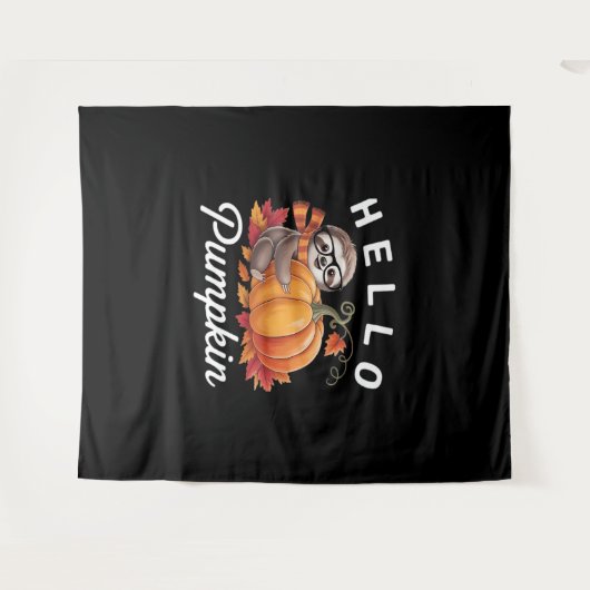 Hallo Pompoen - Schattigee Herfst Luiaard Herfstbl Wandkleed (Voorkant (horizontaal))