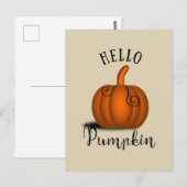 Hallo pompoen waterverf grappige herfst herfst briefkaart (Voorkant / Achterkant)
