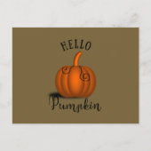 Hallo pompoen waterverf grappige herfst herfst feestdagenkaart (Voorkant)