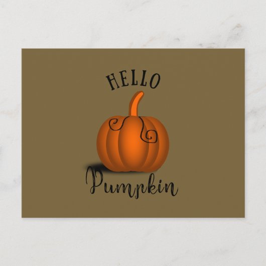 Hallo pompoen waterverf grappige herfst herfst feestdagenkaart (Voorkant)