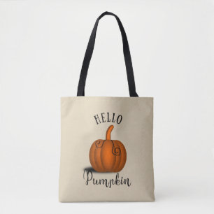 Hallo pompoen waterverf grappige herfst herfst tote bag