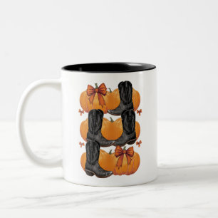 Hallo Pompoen Westerse Herfst Coquette Strik Cowgi Tweekleurige Koffiemok