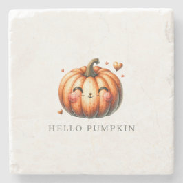 Hallo Pompoen Whimsical Minimalistisch Aangepast  Stenen Onderzetter