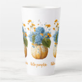Hallo Pompoenbloem Halloween arrangement Latte Mok (Voorkant)