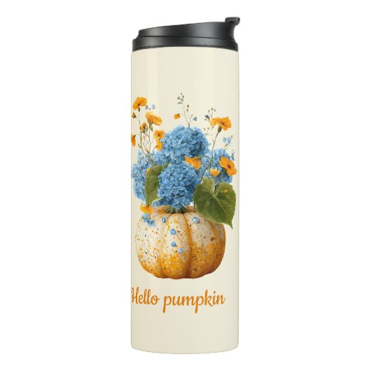 Hallo Pompoenbloem Halloween arrangement Thermosbeker (Gedraaid links)