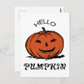 hallo pompoenhefboom-o-lantaarn, zwart briefkaart (Voorkant / Achterkant)