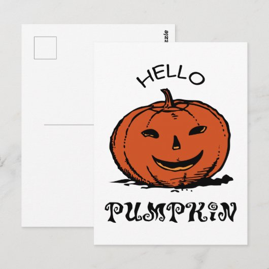 hallo pompoenhefboom-o-lantaarn, zwart briefkaart (Voorkant / Achterkant)