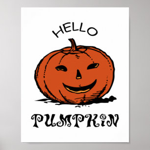 hallo pompoenhefboom-o-lantaarn, zwart poster