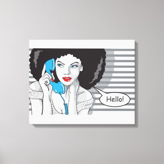 hallo POP mooi meisje bellen, Canvas Afdruk (Voorkant)