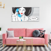 hallo POP mooi meisje bellen, Canvas Afdruk (Insitu (Woonkamer))