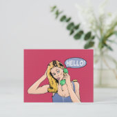 hallo Pop Retro Briefkaart (Staand voorkant)