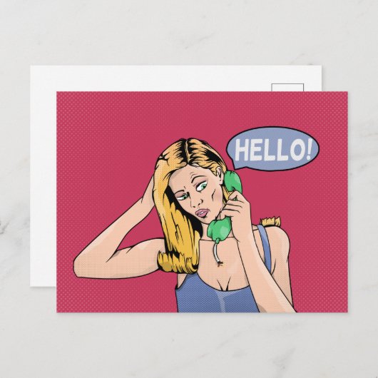 hallo Pop Retro Briefkaart (Voorkant / Achterkant)