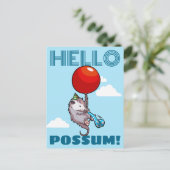 Hallo Possum! Drijvende partij Opossum Red Balloon Briefkaart (Staand voorkant)