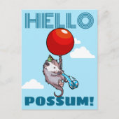 Hallo Possum! Drijvende partij Opossum Red Balloon Briefkaart (Voorkant)