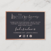 Hallo Prachtig, bedankt voor je zakelijke schoonhe Klantenkaartje (Achterkant)