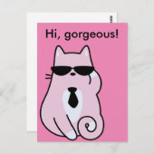 Hallo, prachtig! - Cool Pink Cat Briefkaart (Voorkant / Achterkant)