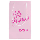 hallo Prachtig! Cute Pink Handlettering XOXO Klein Cadeauzakje (Voorkant)