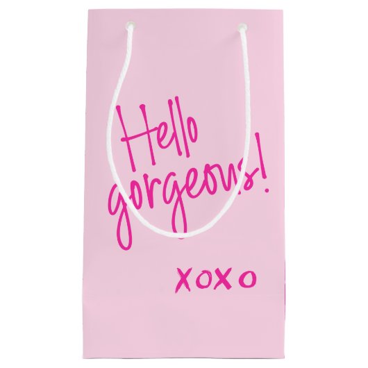 hallo Prachtig! Cute Pink Handlettering XOXO Klein Cadeauzakje (Voorkant)