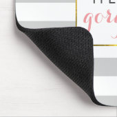 Hallo Prachtig | Grey Stripe & Blush Peony Muismat (Hoek)