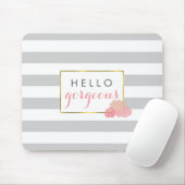 Hallo Prachtig | Grey Stripe & Blush Peony Muismat (Met muis)