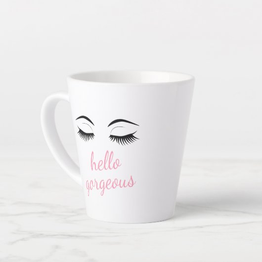 hallo Prachtig met  Eyelashes Glamoureus Latte Mok (Linkerhoek)