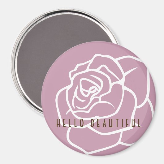 hallo prachtig - Moderne Chic Floral roze Rose Magneet (Voorkant / Achterkant)