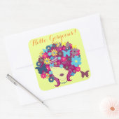 Hallo, Prachtig! Mooie Bloemendame Vierkante Sticker (Envelop)