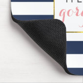 Hallo Prachtig | Navy Stripe & Blush Peony Muismat (Hoek)