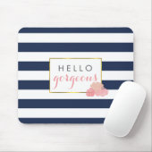 Hallo Prachtig | Navy Stripe & Blush Peony Muismat (Met muis)