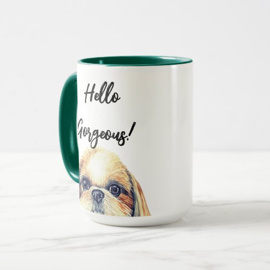 Hallo Prachtig! | Schattigee Waterverf Shih Tzu Do Mok (Voorkant links)