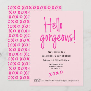 Hallo Prachtig XOXO Roze Galentine's Day Brunch Kaart