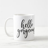 hallo prachtig zwart handgeschreven script koffiemok (Links)