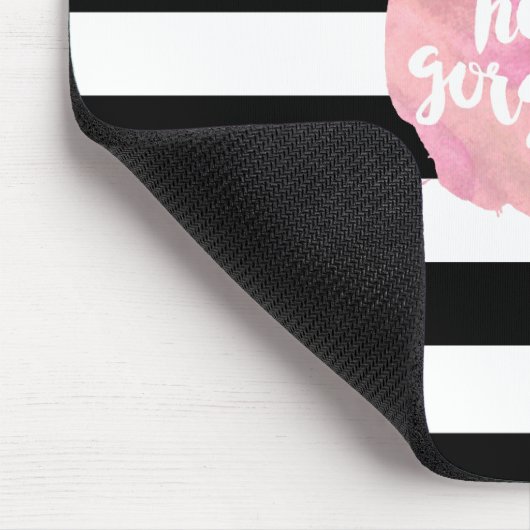 Hallo Prachtig | Zwarte Streep & Roze Waterverf Muismat (Hoek)