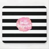 Hallo Prachtig | Zwarte Streep & Roze Waterverf Muismat (Voorkant)