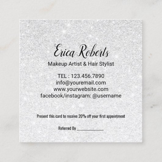 hallo prachtige 3D Gold Script Salon Referral (Achterkant)