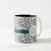 hallo prachtige blauwe Waterverf wegende bloemen Tweekleurige Koffiemok (Voorkant rechts)