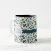 hallo prachtige blauwe Waterverf wegende bloemen Tweekleurige Koffiemok (Voorkant links)