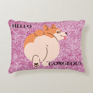 Hallo Prachtige Corgi. Bewerkbare tekst. Accent Kussen