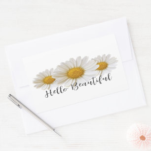 hallo prachtige Drie Witte Dagen Floral Rechthoekige Sticker