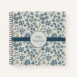 hallo prachtige Elegant Blue Waterverf Flowers Notitieboek