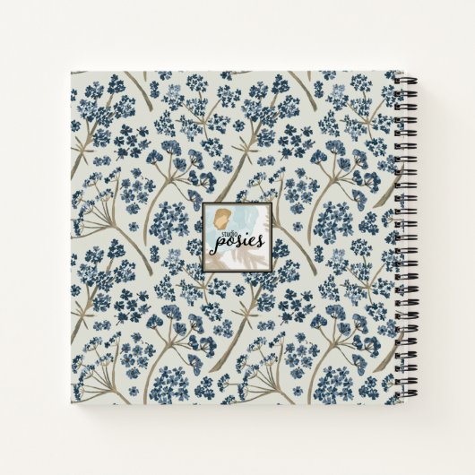 hallo prachtige Elegant Blue Waterverf Flowers Notitieboek (Achterkant)