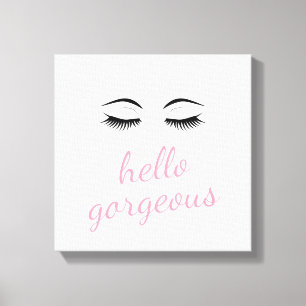 hallo prachtige en Eyelashes Canvas Afdruk