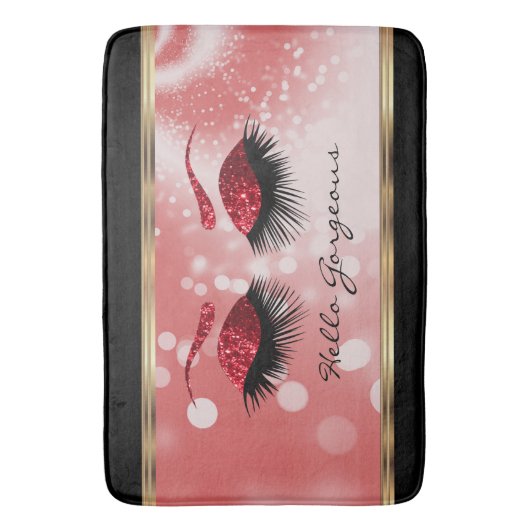 hallo - Prachtige Eyelashes met rood Badmat (Voorkant Verticaal)