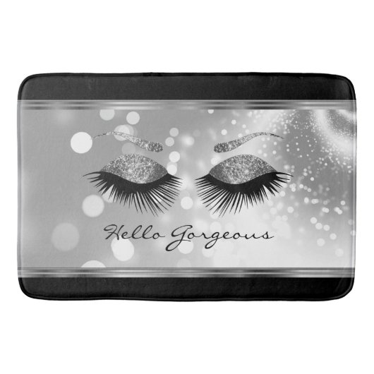 hallo - Prachtige Eyelashes met zilver Badmat (Voorkant)